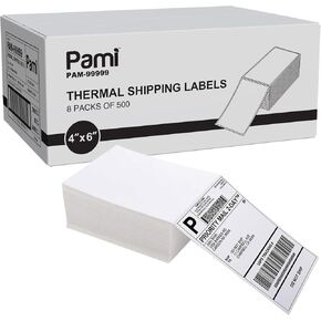 Pami 4x6 Direct Thermal Shipping Labels, 4,000 Fanfold Labels (8 Packs of 500), Strong Adhesive, Waterproof/Oil-Proof/Scratch-Resistant, Jam-Free – Compatible with Rollo, Zebra, Munbyn, POLONO in Saudi Arabia