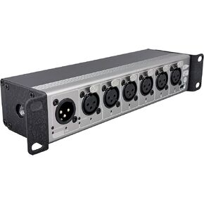 موزع DMX RDM ذو 6 منافذ، معزول بصريًا، USB مفتوح DMX، موصلات الطاقة/DMX من خلال الموصلات، حامل 1/2 من الألومنيوم المؤكسد، حامل 10 بوصة/19 بوصة/حامل تروس (فتحة M10) in Kuwait