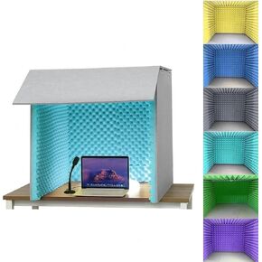 Acoustic Foam, Acoustic Booth, Bedroom Vocal Booth, Home Studio Recording Studio, Foldable Assembled, Conference, Broadcast Microphone Soundproofing - Lake Blue in Kuwait