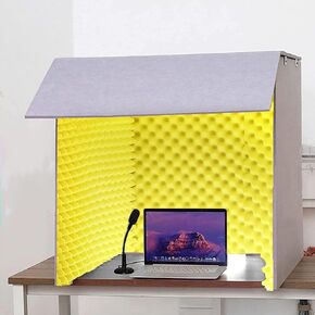 Portable Vocal Booth,Desktop Soundproof Cover,Isolation Booth,Self Made Sound Recording Studio Equipment,Microphisolation Absorbing Shield,for Studio Desk,Recording Booth, Pod,Yellow in Kuwait