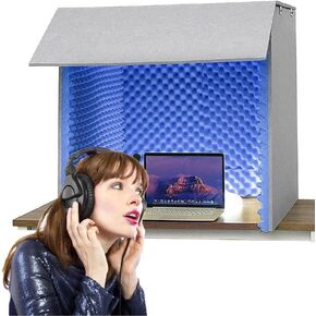 Portable Sound Recording Vocal Booth Box, Desktop Soundproof Cover microphone Isolation Shield Acoustic Sound Shield For Sound Recording Studio, Podcasts, Singing And Broadcas,Brown-80x80x80cm in Kuwait