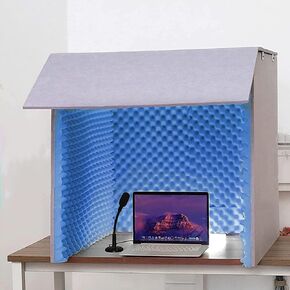 Portable Vocal Booth,Desktop Soundproof Cover,Isolation Booth,self Made Sound Recording Studio Equipment,Microphone Isolation Absorbing Shield,for Studio Desk,Recording Booth,Dark Blue in Kuwait