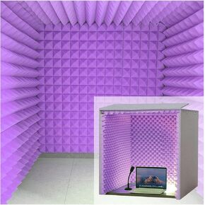 Sound Proof Foam, Soundproof Box, Sound Dampening, Recording Studio, Acoustic Foam, Portable Vocal Booth, for Sound, conferences, and broadcasts Recording Sound Absorbing Mate,Purple in Kuwait