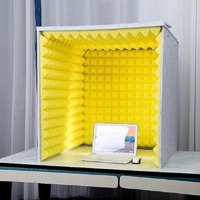 Portable Recording Booth, Microphone Foam Booth Cube, Self Made Sound Booth Box, Isolation Shield, Microphone Recording Equipment, for Home Office and Studio,Inneryellow in Kuwait