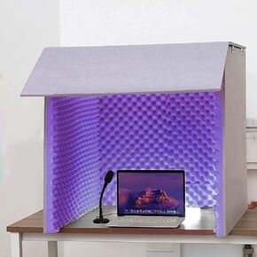 Portable Vocal Booth,Desktop Soundproof Cover,Isolation Booth,Self Made Sound Recording Studio Equipment,Microphisolation Absorbing Shield,for Studio Desk,Purple in Kuwait