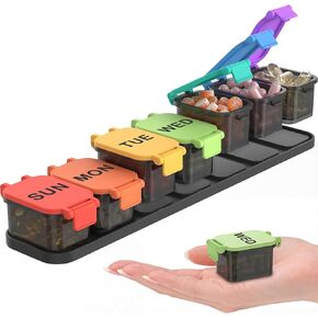 منظم حبوب الدواء الأسبوعي كبير جدًا - صندوق حبوب دواء مقاوم للماء لمدة 7 أيام، حقيبة محمولة للفيتامينات والمكملات الغذائية، تصميم سهل الفتح، مثالي للسفر وإدارة الأدوية اليومية in Kuwait