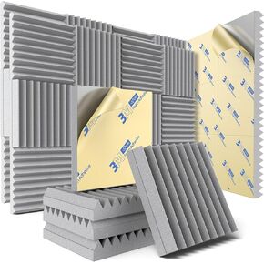 36 حزمة من الألواح الإسفنجية المقاومة للصوت للجدار مع لاصق ذاتي، 2 بوصة × 12 بوصة × 12 بوصة لوحات صوتية عالية الكثافة ممتصة للصوت سريعة الاسترداد، لوحات جدارية عازلة للصوت للألعاب وديكور الاستوديو - أسود in Kuwait