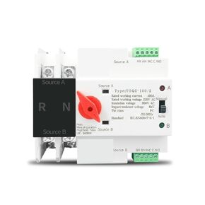 مرحلة واحدة Din Rail ATS 220V مفاتيح نقل كهربائية أوتوماتيكية مزدوجة الطاقة بدون انقطاع 2P 63A 100A 125A(230V,100A) in Kuwait