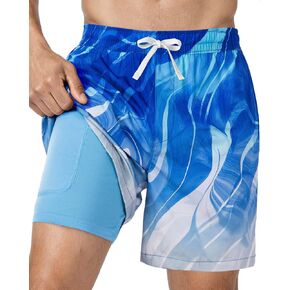 شورت سباحة رجالي 2 في 1 سريع الجفاف على الشاطئ مع جيوب، بدلة استحمام لقضاء عطلة غير رسمية in Kuwait