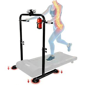 Ergonomic 24.4 Inch Wide Handle Bar for Walking Pad Only,with Phone and Cup, Holder Adjustable Handrail Height from 38.58 to 47.24 in,Saarland Steel, Back Relief&Posture Support (Black) in Saudi Arabia