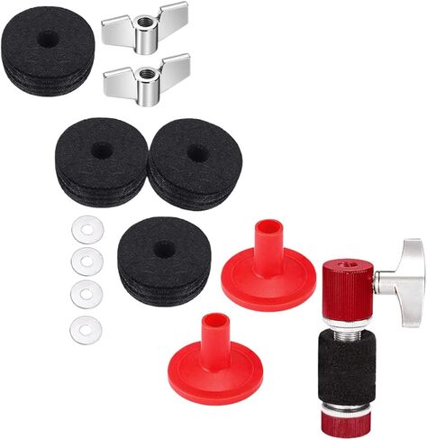 Mikinona Drum Felt Pads and Metal Clutch Gasket Kit Anti-slip Cymbal Accessory for Electronic and Acoustic Drums Protective Pads Compatible with Various Brands Red in Saudi Arabia