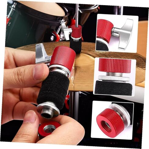 Mikinona Drum Felt Pads and Metal Clutch Gasket Kit Anti-slip Cymbal Accessory for Electronic and Acoustic Drums Protective Pads Compatible with Various Brands Red in Saudi Arabia