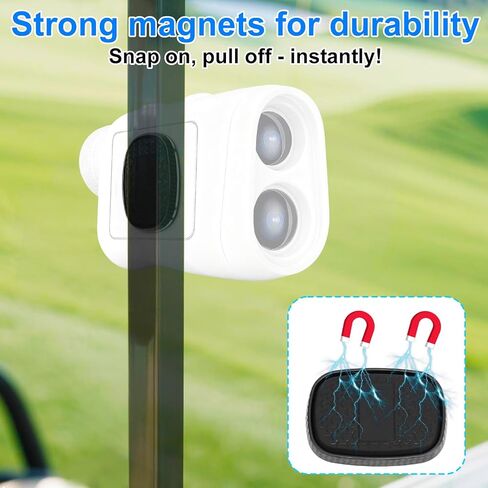 Magnetic Golf Rangefinder Holder with Adhesive, Strong Magnet Rangefinder Mount with 2 Washers Secure Range Finder Strap for Golf Cart Accessories (Black) in Saudi Arabia