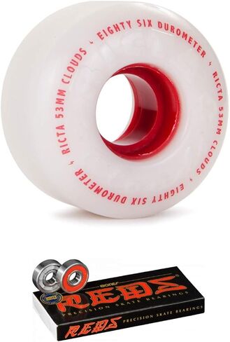 عجلات لوح التزلج Ricta Clouds 86a - أحمر - 53 ملم مع محامل لوح التزلج باللون الأحمر in Kuwait