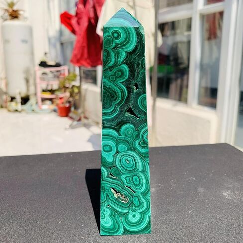 1 قطعة 450-500 جرام الملكيت الكوارتز الكريستال عصا نقطة برج المسلة in Kuwait