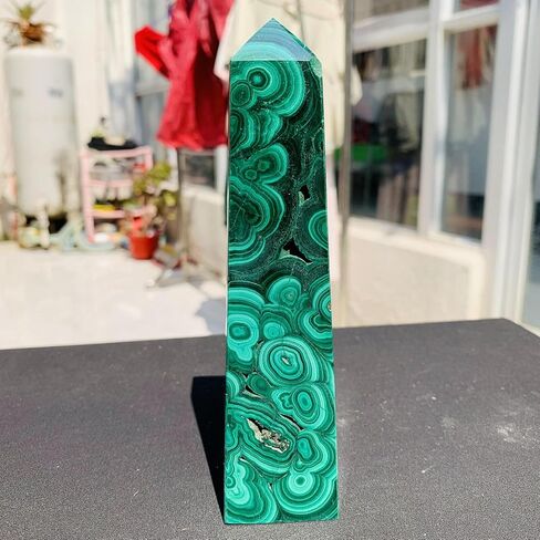 1 قطعة 450-500 جرام الملكيت الكوارتز الكريستال عصا نقطة برج المسلة in Kuwait