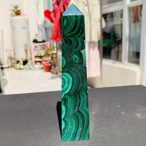 1 قطعة 450-500 جرام الملكيت الكوارتز الكريستال عصا نقطة برج المسلة in Kuwait