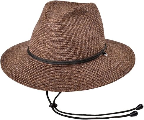 Odyssey Poly Braid Straw Fedora Hat for Men Women Summer Beach Derby Hat Center Dent, Cord & Chinstrap, UPF 80 in Kuwait