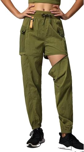 سروال نسائي للمشي لمسافات طويلة، مقاوم للماء وقابل للتحويل وسريع الجفاف في الهواء الطلق بسحّاب في الهواء الطلق سروال سفر كاجوال in Kuwait
