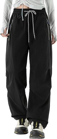 FEOYA Waterproof Hiking Pants Women Lightweight Parachute Pants with Drawstring Outdoor Pleated Wide Leg Joggers Trousers in Saudi Arabia