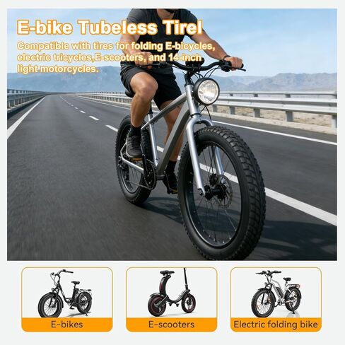 14 x 2.125 Tubeless Tire with Angled Valve ，14 inch Thickened Tubeless Tires Compatible with Electric Scooters, E-Bike 14x2.125/57-254 Folding Electric and More in Kuwait