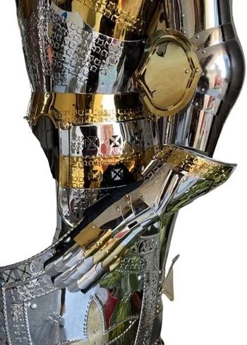 بدلة فارس من الدروع الفضية والذهبية خالية من الصدأ، درع LARP in Kuwait