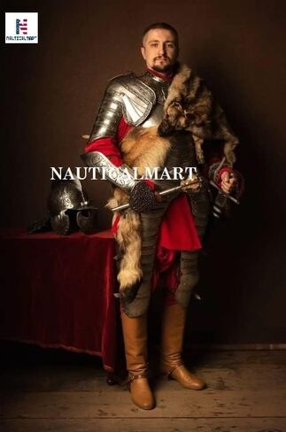 بحري مارت القرون الوسطى نصف الجسم البدلة من درع البولندية مجنح هوسار الفضة إنهاء درع اليدوية هالوين درع زي in Kuwait