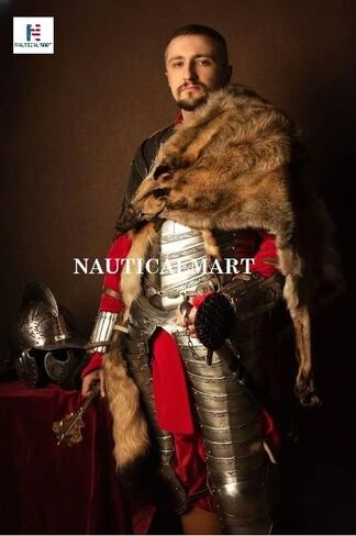 بحري مارت القرون الوسطى نصف الجسم البدلة من درع البولندية مجنح هوسار الفضة إنهاء درع اليدوية هالوين درع زي in Kuwait