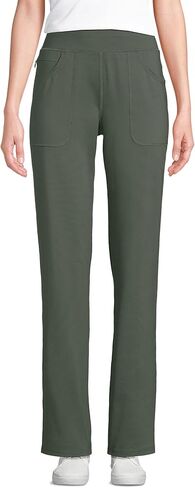 بنطال Lands' End النسائي Active Hi Impact 5 جيوب عالي الارتفاع ومستقيم الساق in Kuwait