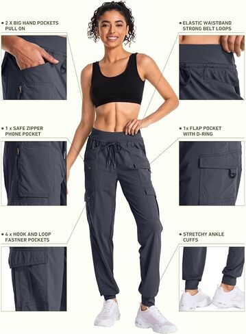 linlon Womens Hiking Pants Quick Dry UPF 50 Casual Pants Lightweight Travel Safari Work Cargo Joggers Pants in Saudi Arabia
