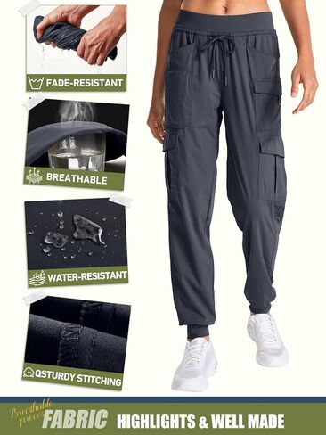 linlon Womens Hiking Pants Quick Dry UPF 50 Casual Pants Lightweight Travel Safari Work Cargo Joggers Pants in Saudi Arabia