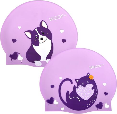 قطعتان من قبعات السباحة للأطفال، قبعة سباحة للأعمار من 6 إلى 12 عامًا للأولاد والبنات، قبعات سباحة كرتونية من السيليكون للأطفال ذوي الشعر الطويل والقصير، قبعات استحمام مقاومة للماء للأطفال، تحافظ على الشعر جافًا in Kuwait