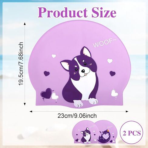 قطعتان من قبعات السباحة للأطفال، قبعة سباحة للأعمار من 6 إلى 12 عامًا للأولاد والبنات، قبعات سباحة كرتونية من السيليكون للأطفال ذوي الشعر الطويل والقصير، قبعات استحمام مقاومة للماء للأطفال، تحافظ على الشعر جافًا in Kuwait