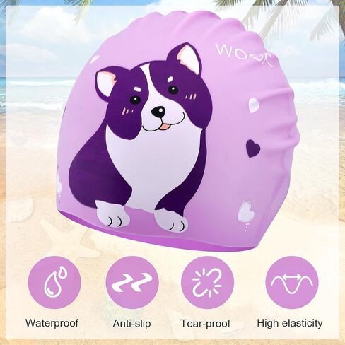 قطعتان من قبعات السباحة للأطفال، قبعة سباحة للأعمار من 6 إلى 12 عامًا للأولاد والبنات، قبعات سباحة كرتونية من السيليكون للأطفال ذوي الشعر الطويل والقصير، قبعات استحمام مقاومة للماء للأطفال، تحافظ على الشعر جافًا in Kuwait