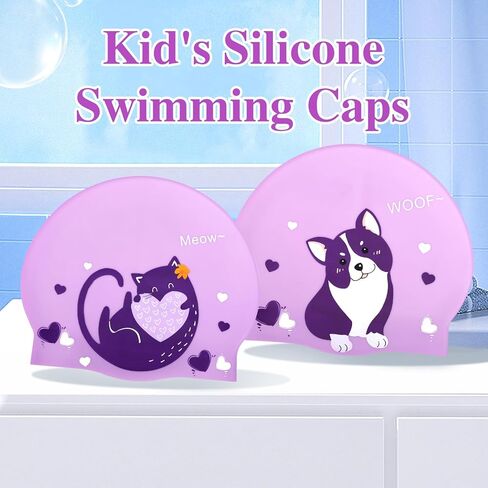 قطعتان من قبعات السباحة للأطفال، قبعة سباحة للأعمار من 6 إلى 12 عامًا للأولاد والبنات، قبعات سباحة كرتونية من السيليكون للأطفال ذوي الشعر الطويل والقصير، قبعات استحمام مقاومة للماء للأطفال، تحافظ على الشعر جافًا in Kuwait