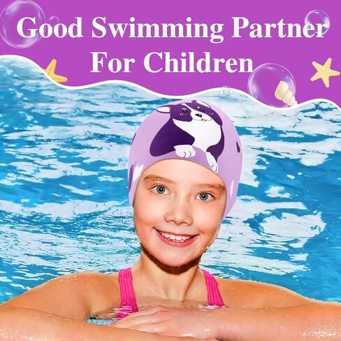 قطعتان من قبعات السباحة للأطفال، قبعة سباحة للأعمار من 6 إلى 12 عامًا للأولاد والبنات، قبعات سباحة كرتونية من السيليكون للأطفال ذوي الشعر الطويل والقصير، قبعات استحمام مقاومة للماء للأطفال، تحافظ على الشعر جافًا in Kuwait