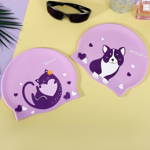 قطعتان من قبعات السباحة للأطفال، قبعة سباحة للأعمار من 6 إلى 12 عامًا للأولاد والبنات، قبعات سباحة كرتونية من السيليكون للأطفال ذوي الشعر الطويل والقصير، قبعات استحمام مقاومة للماء للأطفال، تحافظ على الشعر جافًا in Kuwait