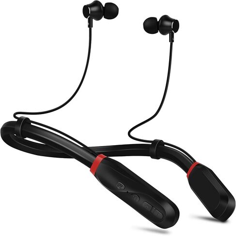 Neckband Bluetooth Headphones,200H Ultra Long Playtime Wireless Stereo Earbuds with Microphone, Waterproof Around Neck Headset for Sports Workout Office (Black) in Saudi Arabia