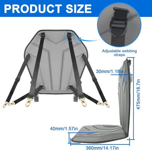 Universal Deluxe Kayak Seat, Thick Padded Cushion with Back Support for Sit On Top, SUP Paddle Board Seats with 6 Adjustable Straps for Kayaking Canoeing Rafting Fishing in Kuwait