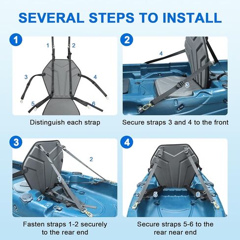 Universal Deluxe Kayak Seat, Thick Padded Cushion with Back Support for Sit On Top, SUP Paddle Board Seats with 6 Adjustable Straps for Kayaking Canoeing Rafting Fishing in Kuwait