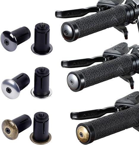 1Pairs دراجة المقود نهاية المقابس، سبائك الألومنيوم وPVC، يناسب المقاود 17.5-23mm، أسود، جبل / مدينة / الطريق دراجة قبضة in Kuwait