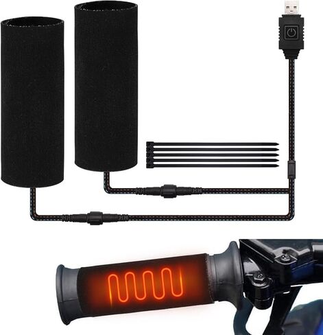 TECTICO 12V Motorcycle Heated Grip Covers,IP67 Waterproof, USB Powered 5 Temperature Settings,Universal for 12V ATV Motorcycle Hand Grip with Temperature Adjustable & Fast Heating in Kuwait
