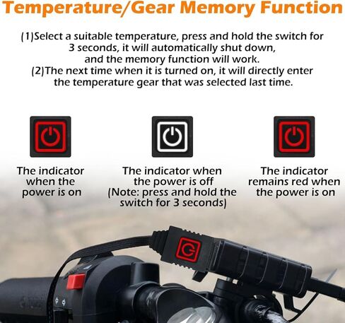 TECTICO 12V Motorcycle Heated Grip Covers,IP67 Waterproof, USB Powered 5 Temperature Settings,Universal for 12V ATV Motorcycle Hand Grip with Temperature Adjustable & Fast Heating in Kuwait