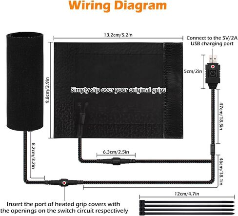 TECTICO 12V Motorcycle Heated Grip Covers,IP67 Waterproof, USB Powered 5 Temperature Settings,Universal for 12V ATV Motorcycle Hand Grip with Temperature Adjustable & Fast Heating in Kuwait