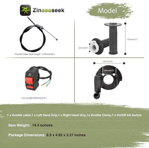 Twist Throttle Cable Handle Kit 1 Left Handle Grip 1 Right Handle Grip 1 Cable 1 Throttle Clamp 1 On/Off Kill Switch.for 50cc 125cc 110cc 150cc 250cc Mini Bike ATV Quad Pit Bike Dirt Bike. in Saudi Arabia
