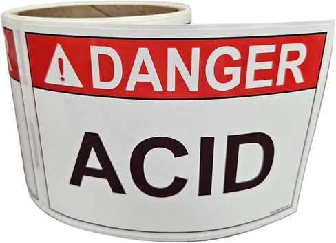 ملصقات تحذير من خطر الأحماض، ملصقات أمان OSHA، 3.5 × 5 بوصة، 25 ملصقًا لكل لفة، ضرورية للمستودعات، وعلامات سلامة الآلات والمعدات في مكان العمل in Saudi Arabia