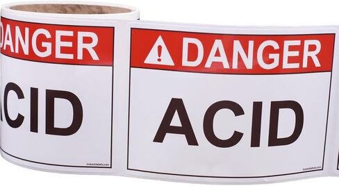 ملصقات تحذير من خطر الأحماض، ملصقات أمان OSHA، 3.5 × 5 بوصة، 25 ملصقًا لكل لفة، ضرورية للمستودعات، وعلامات سلامة الآلات والمعدات في مكان العمل in Saudi Arabia