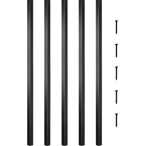 VEVOR 125 Pack Deck Balusters, 3/4 in Square x 26 in Long Aluminum Railing Spindles, Hollow Metal Decking Stair Balusters with Connectors, Screws, for Deck, Porch & Staircase Railing Fence, Black in Saudi Arabia