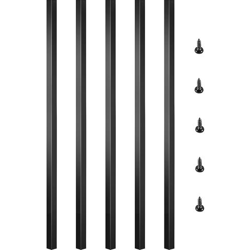 VEVOR 125 Pack Deck Balusters, 3/4 in Square x 26 in Long Aluminum Railing Spindles, Hollow Metal Decking Stair Balusters with Connectors, Screws, for Deck, Porch & Staircase Railing Fence, Black in Saudi Arabia
