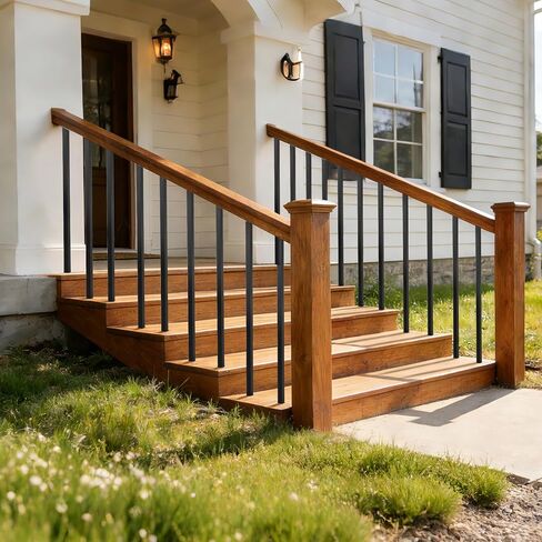 VEVOR 125 Pack Deck Balusters, 3/4 in Square x 26 in Long Aluminum Railing Spindles, Hollow Metal Decking Stair Balusters with Connectors, Screws, for Deck, Porch & Staircase Railing Fence, Black in Saudi Arabia